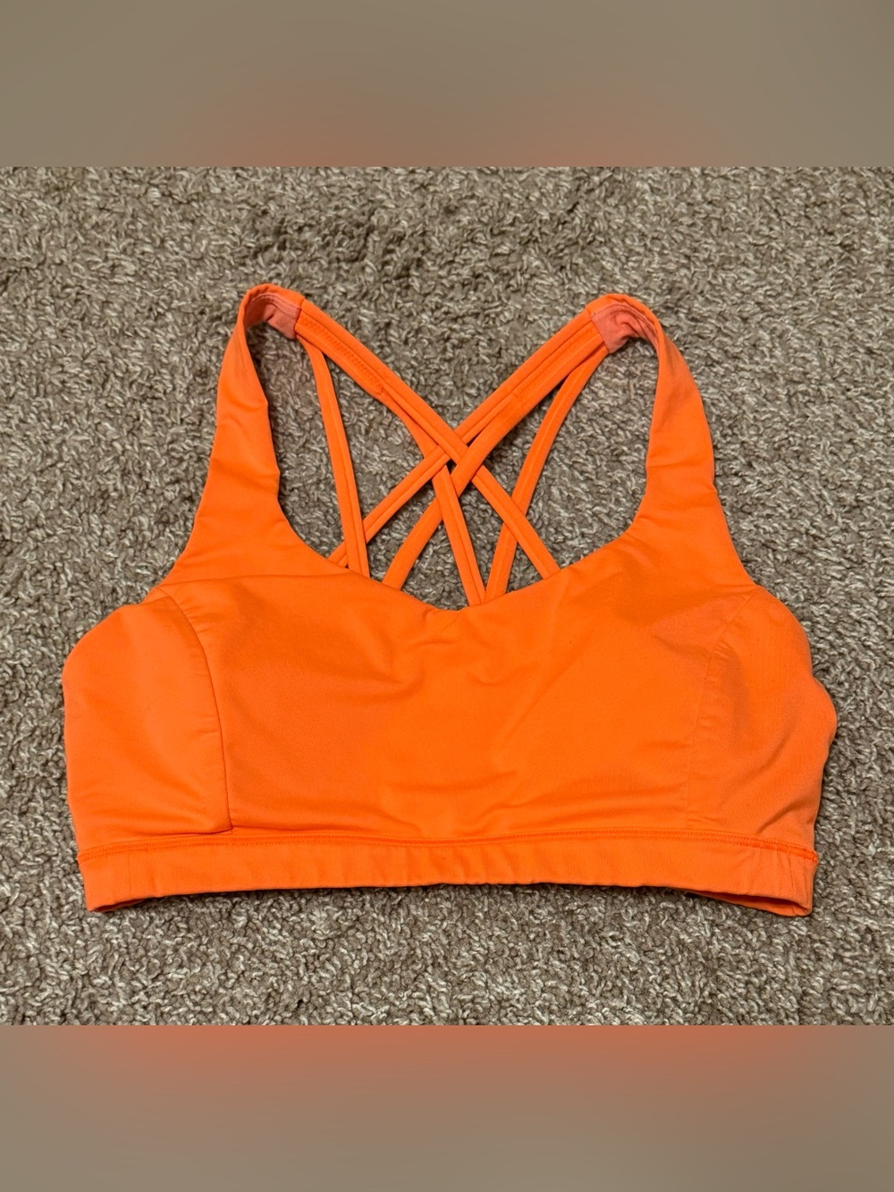 Lululemon Neon Orange Strappy Back Sports Bra Size 8 | Criss Cross Yoga Bra